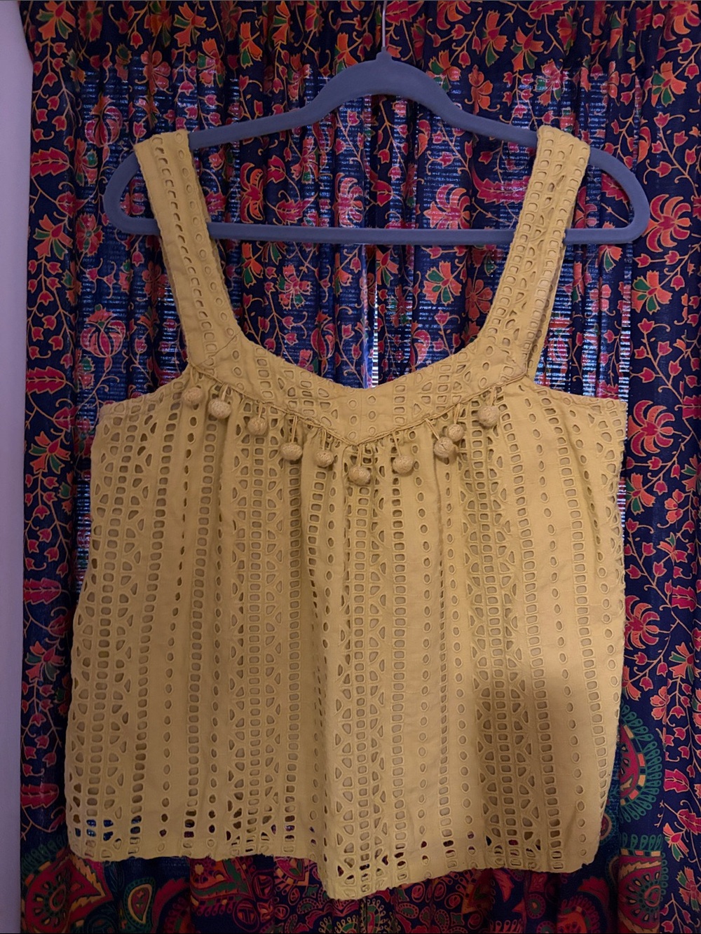 Sundance Yellow Eyelet Pom-Trim Tank
